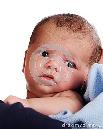 Bright-Eyed Newborn Stock Photo