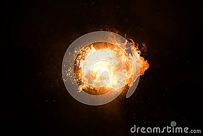 Bright flash of fire, against the black sky Stock Photo