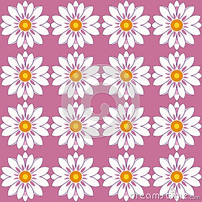 Bright and flowery pastel pink seamless floral pattern with detailed daisy motifs to add charming touch Vector Illustration