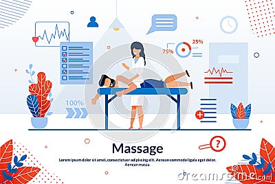 Bright Flyer Inscription Massage Cartoon Flat. Vector Illustration