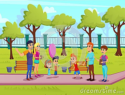 Bright Flyer Summer Family Fair Cartoon Flat. Vector Illustration