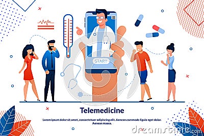 Bright Flyer Telemedicine Smartphone Screen Doctor Vector Illustration