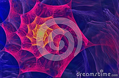 Bright fractal with a floral spiral pattern with pink and blue c Stock Photo