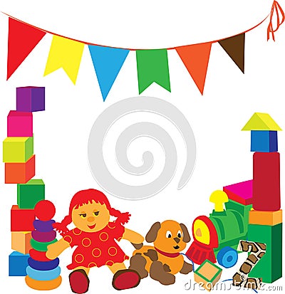 Bright frame with toys Stock Photo