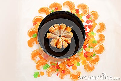 Bright fruits turned into flowers Stock Photo