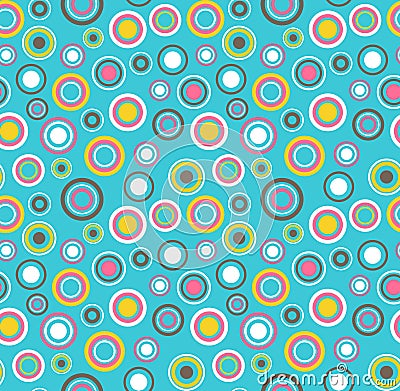 Bright fun abstract seamless pattern with multicolored circles Vector Illustration