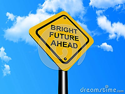 Bright future ahead sign Stock Photo