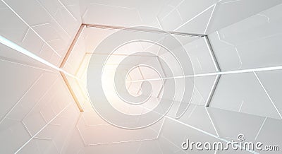 Bright futuristic spaceship corridor 3D rendering Stock Photo