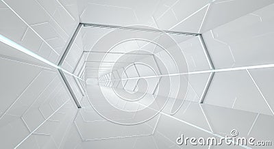 Bright futuristic spaceship corridor 3D rendering Stock Photo