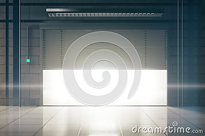 Bright garage with opening door Stock Photo