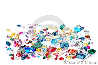 Bright gems isolated on white background Stock Photo