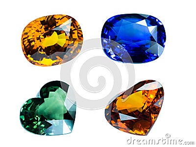 Bright gems on a white background Stock Photo