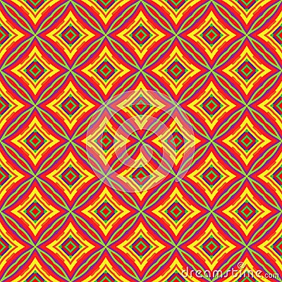 Bright Geometric pattern in repeat. Fabric print. Seamless background, mosaic ornament, ethnic style. Stock Photo