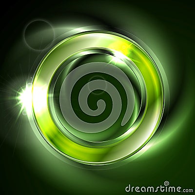 Bright glow green iridescent round logo Vector Illustration