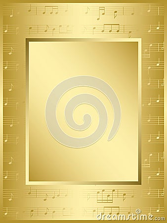 Bright gold frame with music notes - eps Vector Illustration