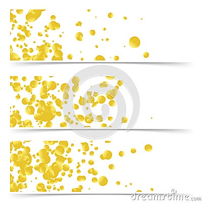 Bright golden confetti particle abstract flyers collection Vector Illustration