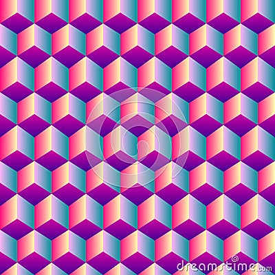 Bright gradient cubic seamless pattern Vector Illustration