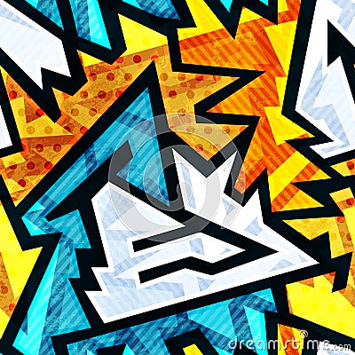 Bright graffiti geometric seamless pattern Vector Illustration