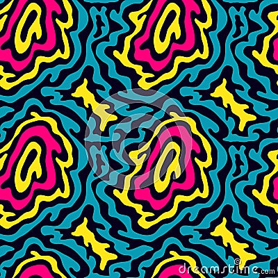 Bright graffiti geometric seamless pattern grunge effect Vector Illustration