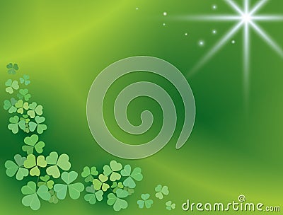 Bright green background with shamrock - vector Vector Illustration