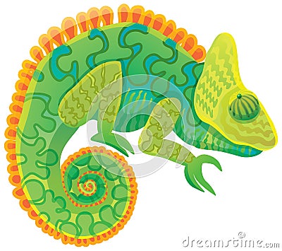 Bright green chameleon vector Vector Illustration