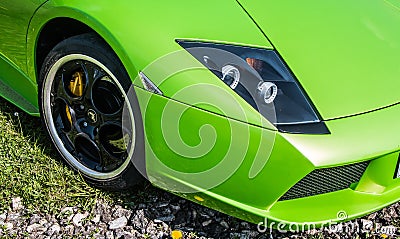 Bright green Lamborghini super car Editorial Stock Photo
