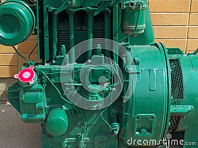 Bright green painted industrial engine Stock Photo