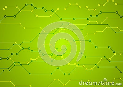 Bright green tech circuit board background Vector Illustration