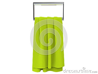 Bright green towel on a towel hanger Stock Photo