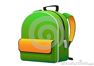 The bright green yellow backpack for school Vector Illustration