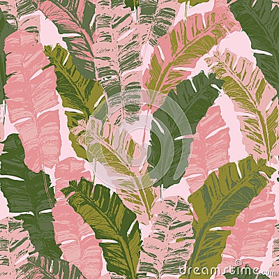 Bright grunge tropical banana leaf background Vector Illustration