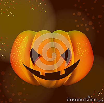 Bright Halloween pumpkin over dark Vector Illustration