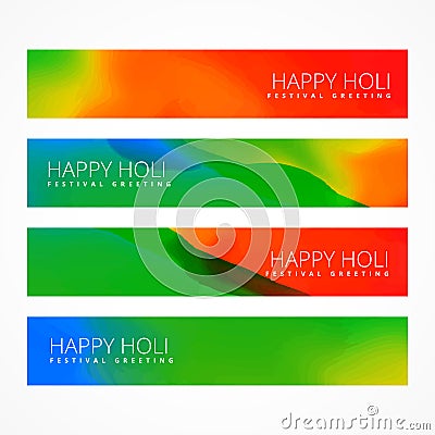 Bright happy holi banners Vector Illustration