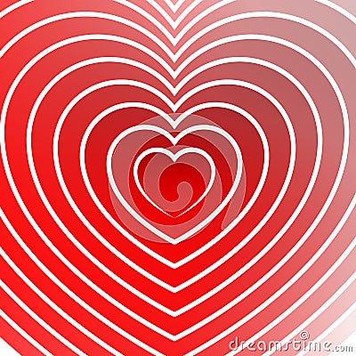 Bright heart element with outlines in radial fashion Vector Illustration