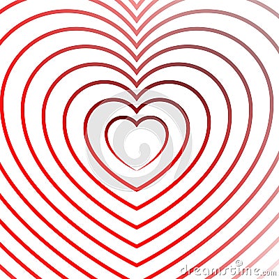 Bright heart element with outlines in radial fashion Vector Illustration