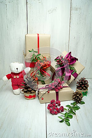 Bright holiday gifts Stock Photo