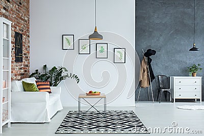 Bright home interior with sofa Stock Photo