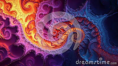 With bright hues and intricate fractal patterns, abstract backgrounds illustrate a unique blend of mathematical elegance, Stock Photo