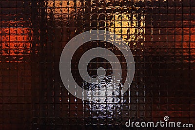 Bright illuminated neon lights reflecting in glass. Abstract vivid background Stock Photo