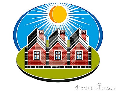 Bright illustration of country houses constructed with bricks. V Vector Illustration