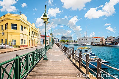 Promenade at marina of Bridgetown, Barbados. Stock Photo