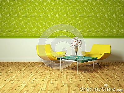 Bright interior design of modern living room Stock Photo