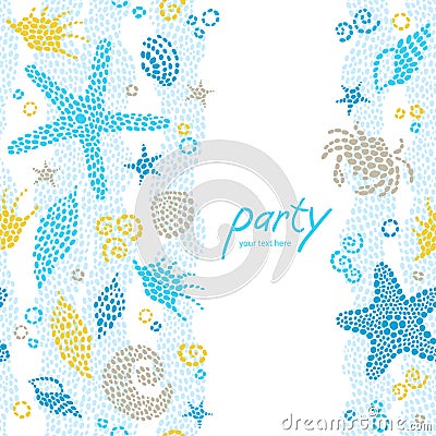 Bright invitation cards with sea elements. Vector Illustration