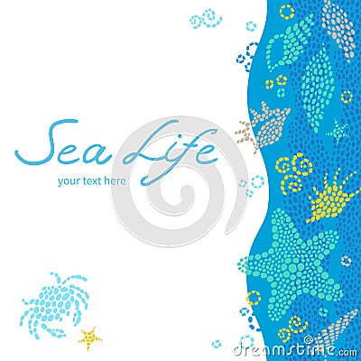 Bright invitation cards with sea elements. Vector Illustration