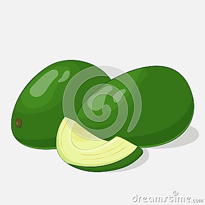 Bright juicy avocado on grey background. Sweet delicious for your design in cartoon style. Vector illustration. Fruit Vector Illustration