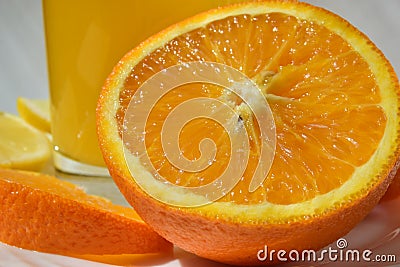 Bright juicy orange slices close up Stock Photo