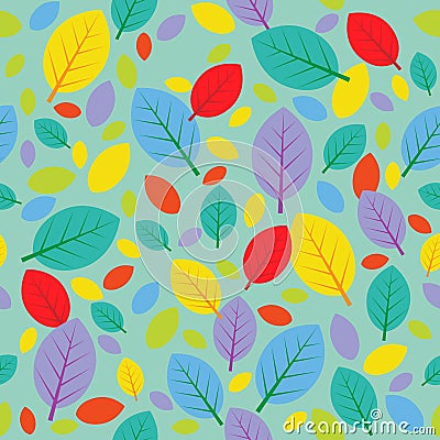 Bright leafs seamless pattern Vector Illustration