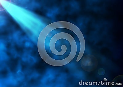 Abstract Brilliant Light Through Dark Blue Smoke Stock Photo