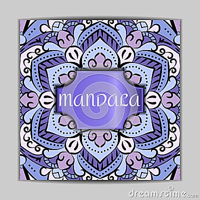 Bright lilac square leaflets with oriental ornament Vector Illustration