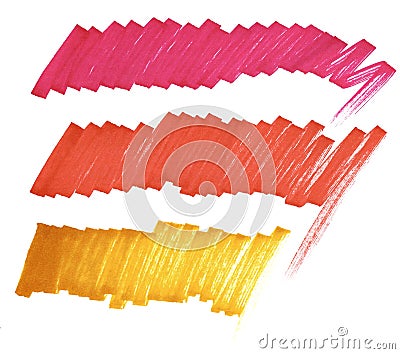 Bright lines marker. Crimson, red, orange. Stock Photo